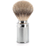 Mühle Traditional Silvertip Badger Shaving Brush front view with chrome handle