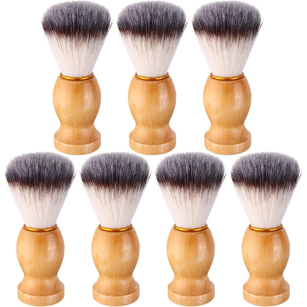 Zbhanshuis 7 piece men shaving brush set with wood handle front view