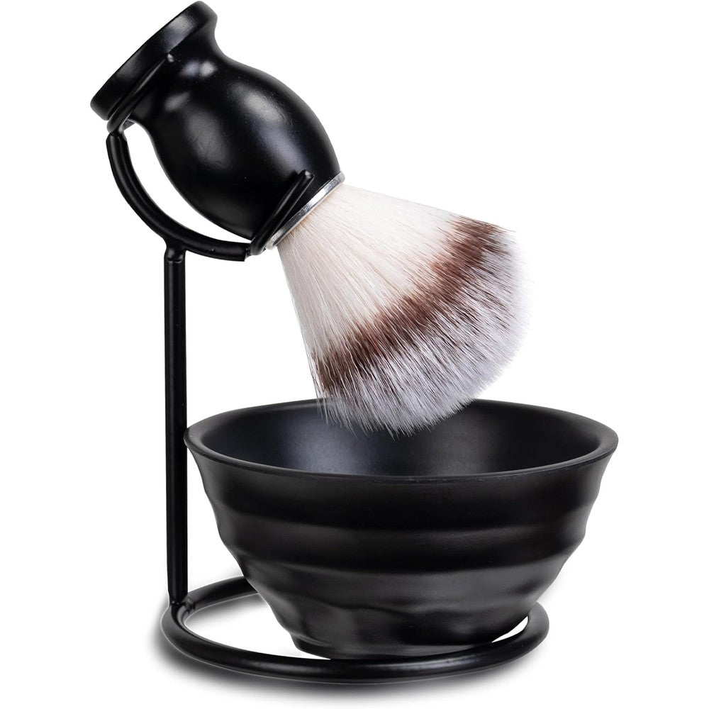 Jequil & Corenveo 3-in-1 shaving set front view with brush and bowl