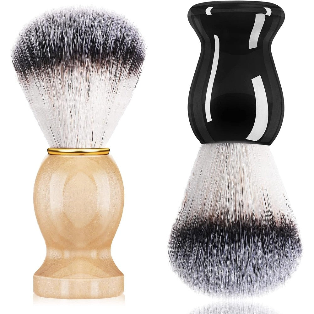 Newtay 2 pack synthetic shaving brush set with wood handles