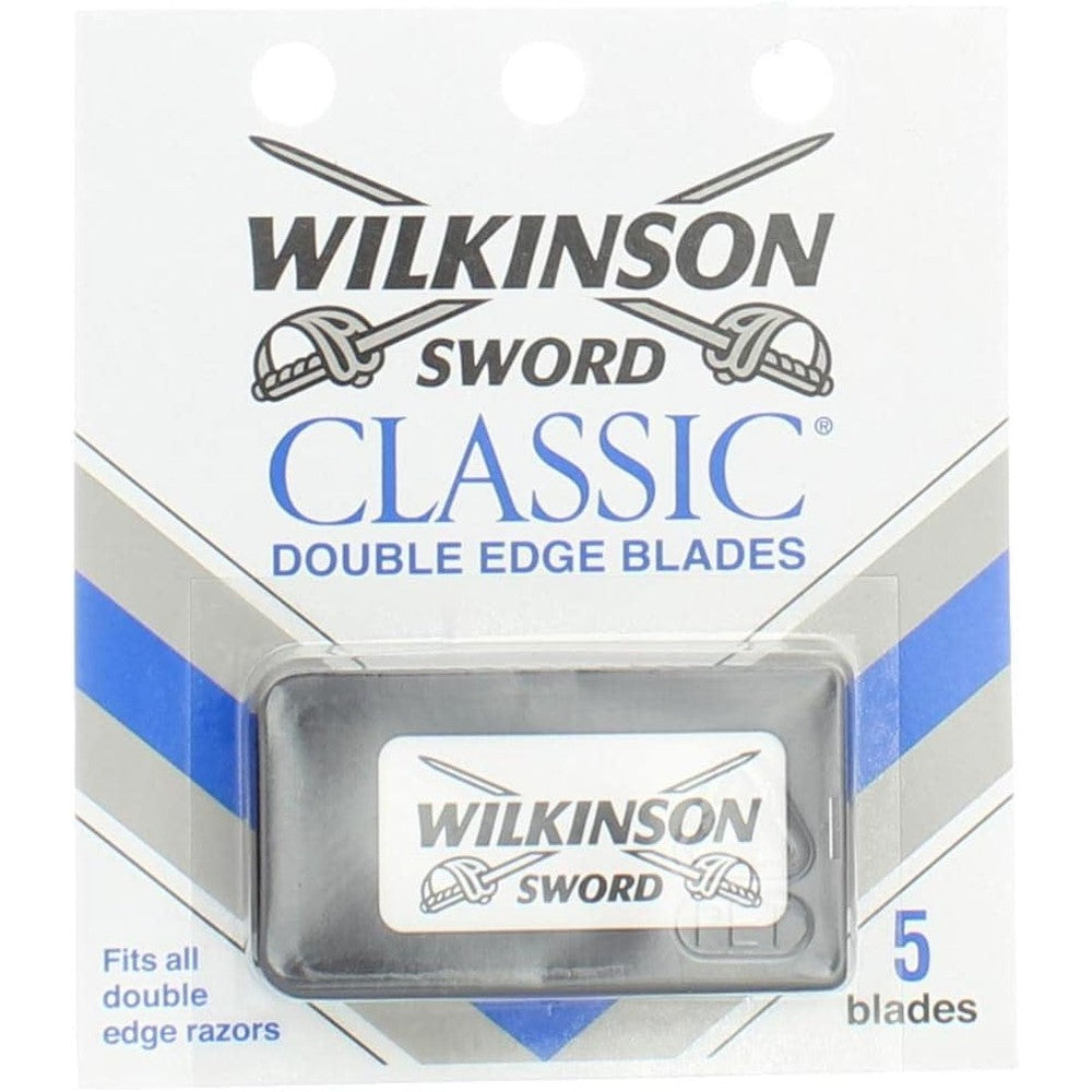Wilkinson Sword Classic Double Edge Blades 5 count pack of 7 front view premium shaving supply