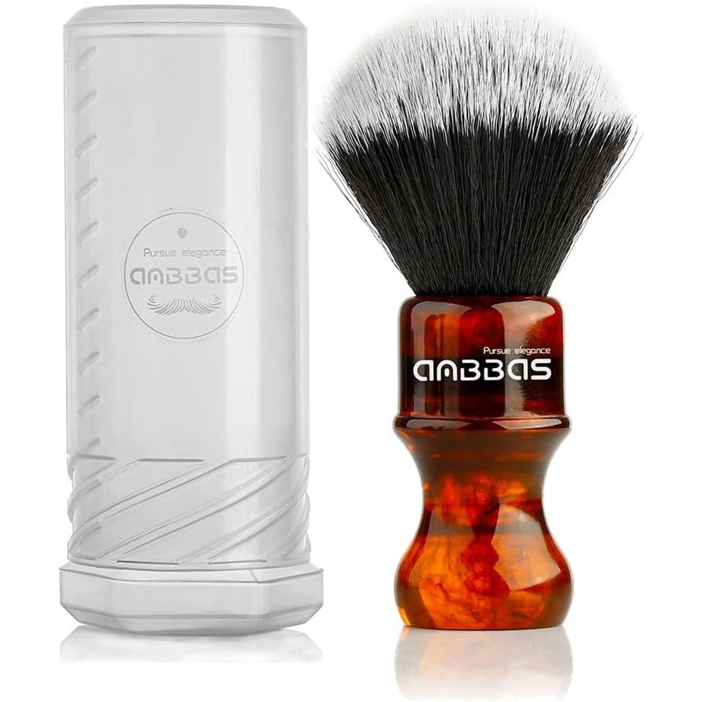 Anbbas Synthetic Badger Shaving Brush With Resin Handle 24 Millimeter Knot Nylon Bristles For Men Professional Wet Shaving In Amber - Image 1