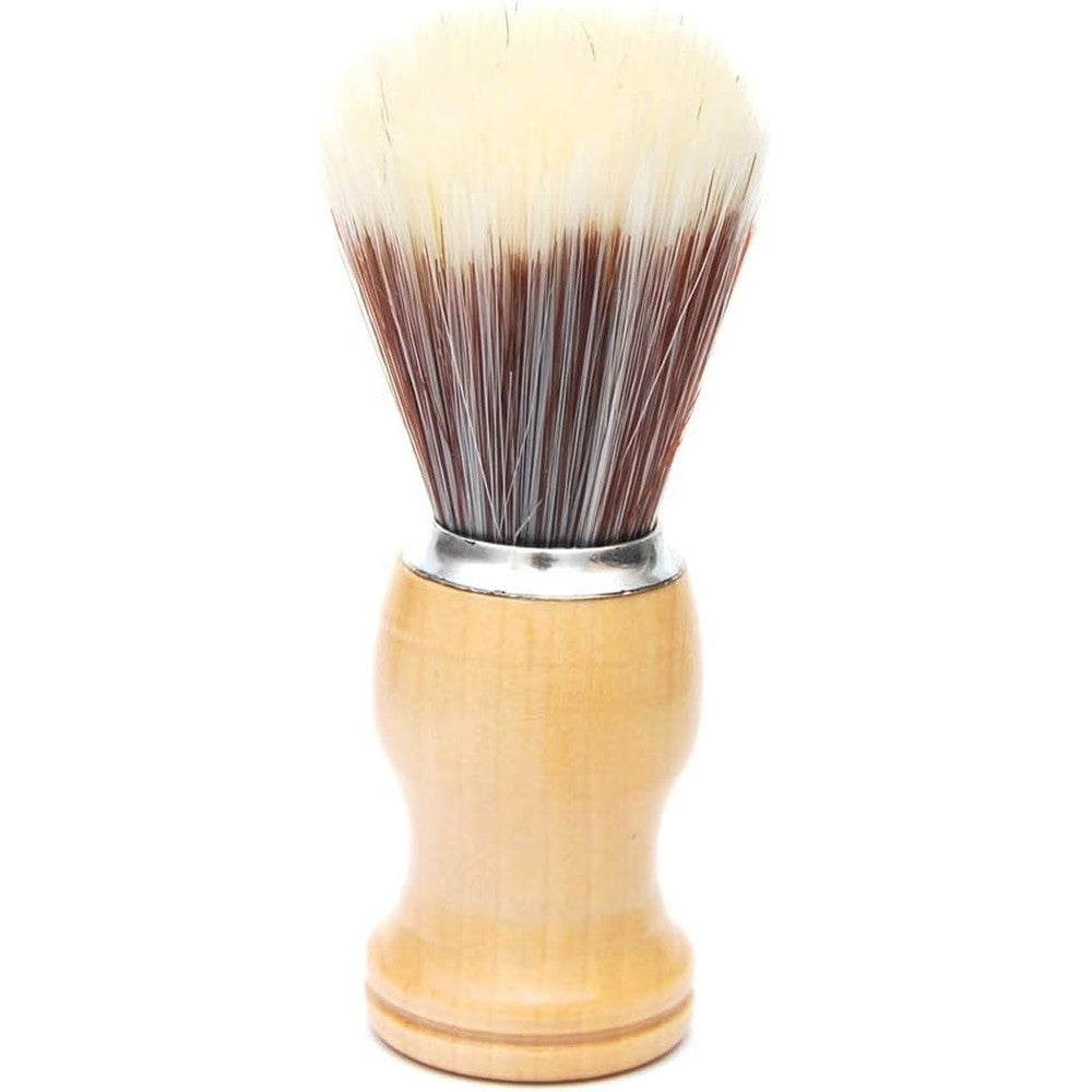 Luxxii men shaving brush front view with wooden handle