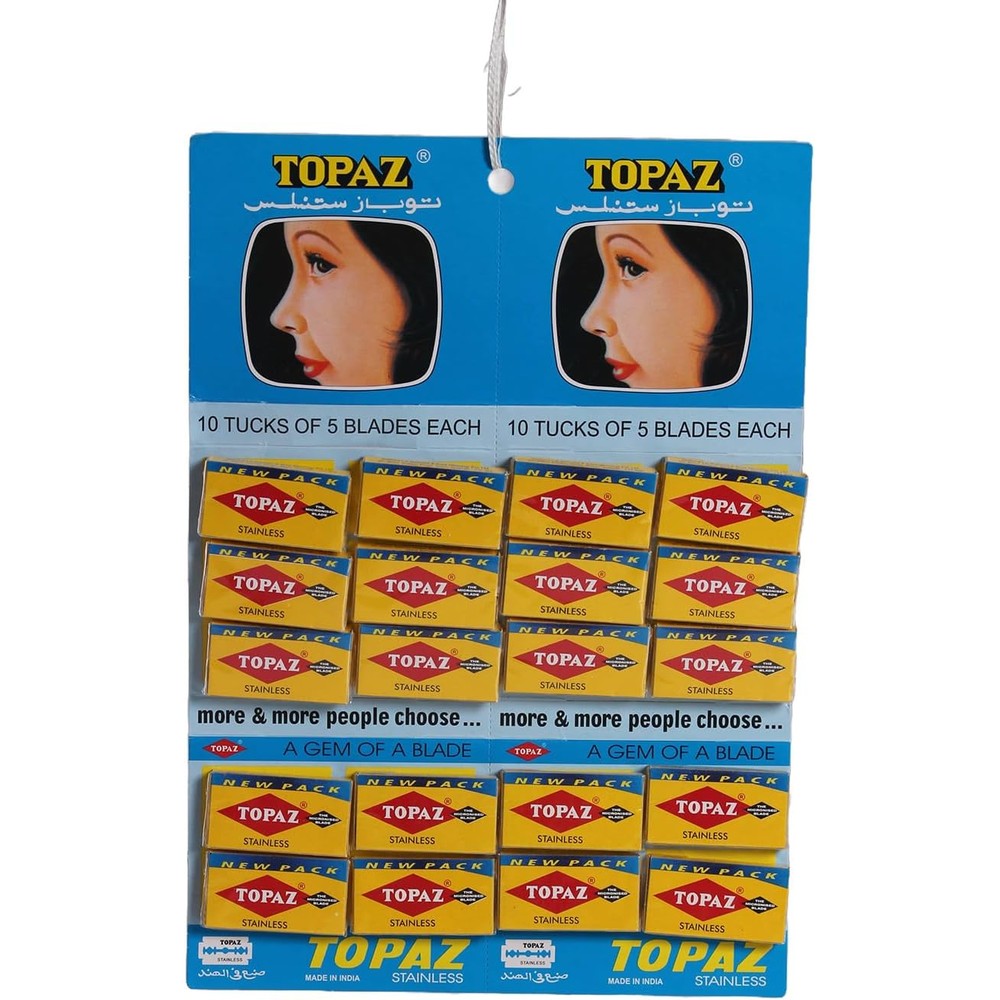 Topaz Platinum Double Edge Safety Razor Blades 100 Count box front view