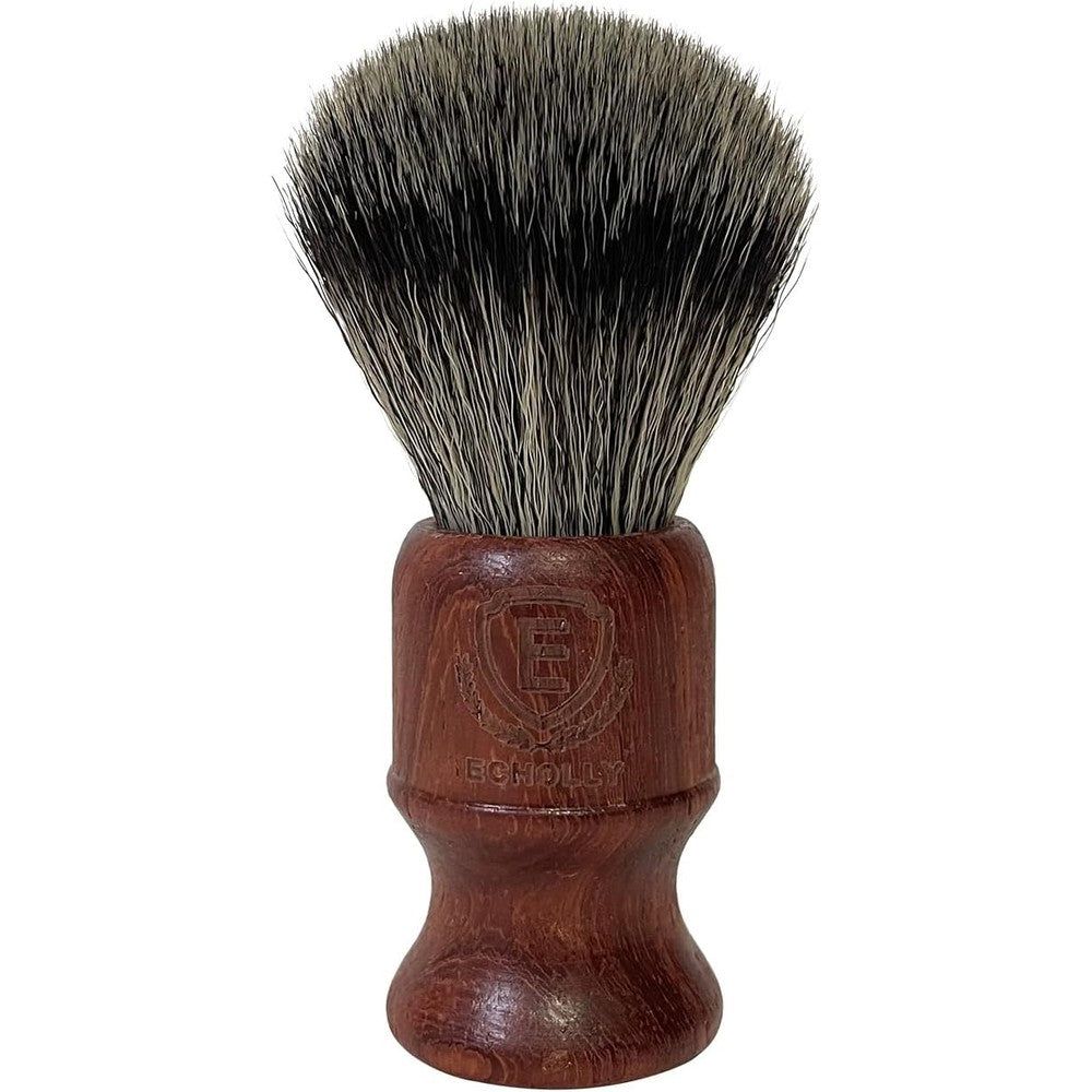 Echolly vegan shaving brush with vintage rosewood handle front view