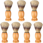 Ioffersuper 7 piece men shaving brush set with wooden handles front view