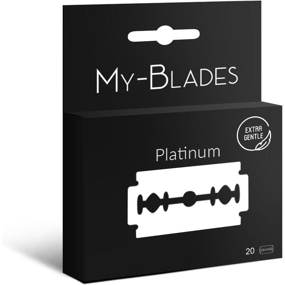 My-Blades Premium Platinum 20 count razor blades pack front view