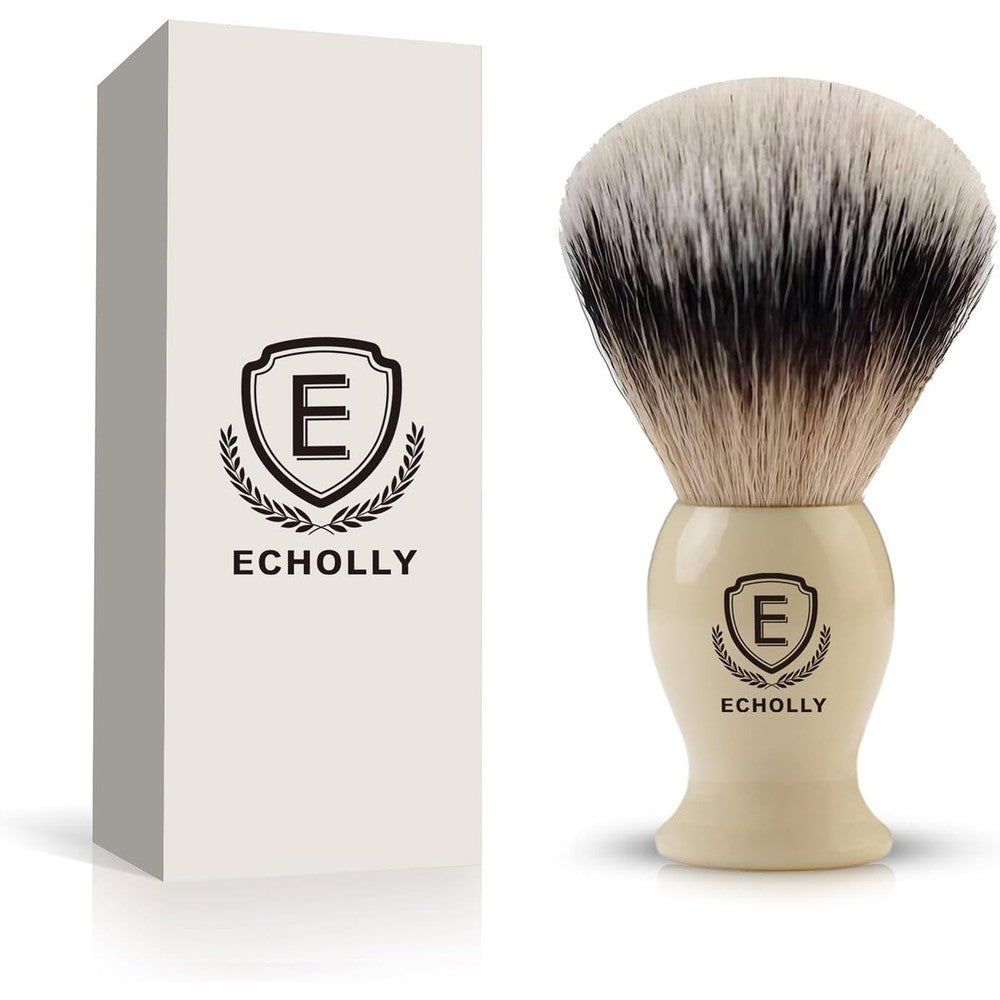 Echolly premium mens shaving brush front view with synthetic bristles