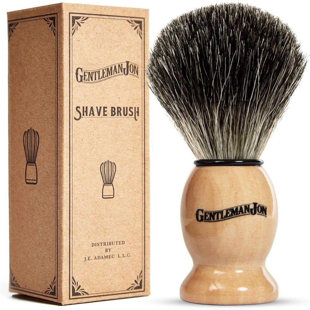 Gentleman Jon black badger hair shaving brush front view