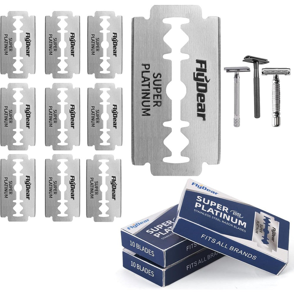 Merkur platinum coated double edge razor blades 30 count pack front view