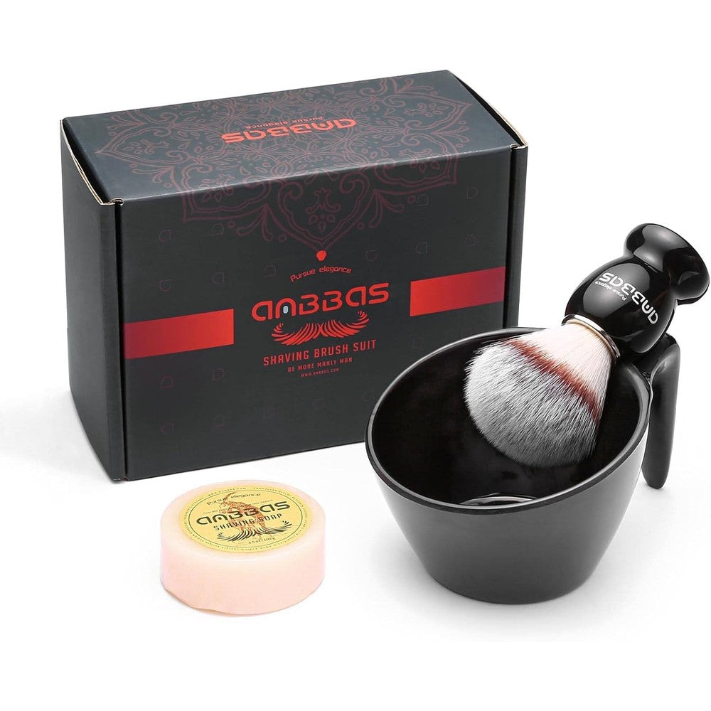Anbbas shaving brush kit with wooden handle and melamine mug