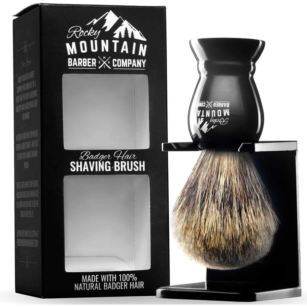 Rocky Mountain Barber best badger shaving brush and stand