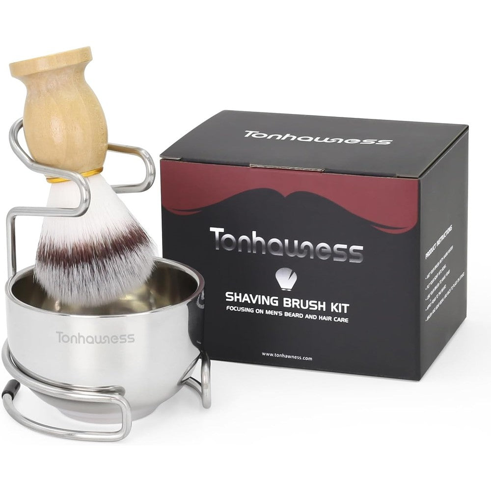 Tonhawness 3-in-1 shaving brush kit front view
