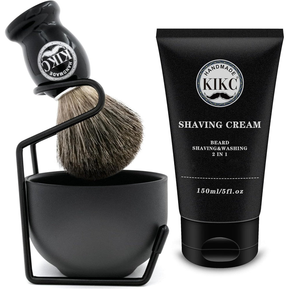 Kikc 5 in 1 premium wet shaving kit with brush and bowl