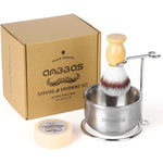 Anbbas 4-in-1 wet shaving kit with faux badger brush and stainless steel bowl