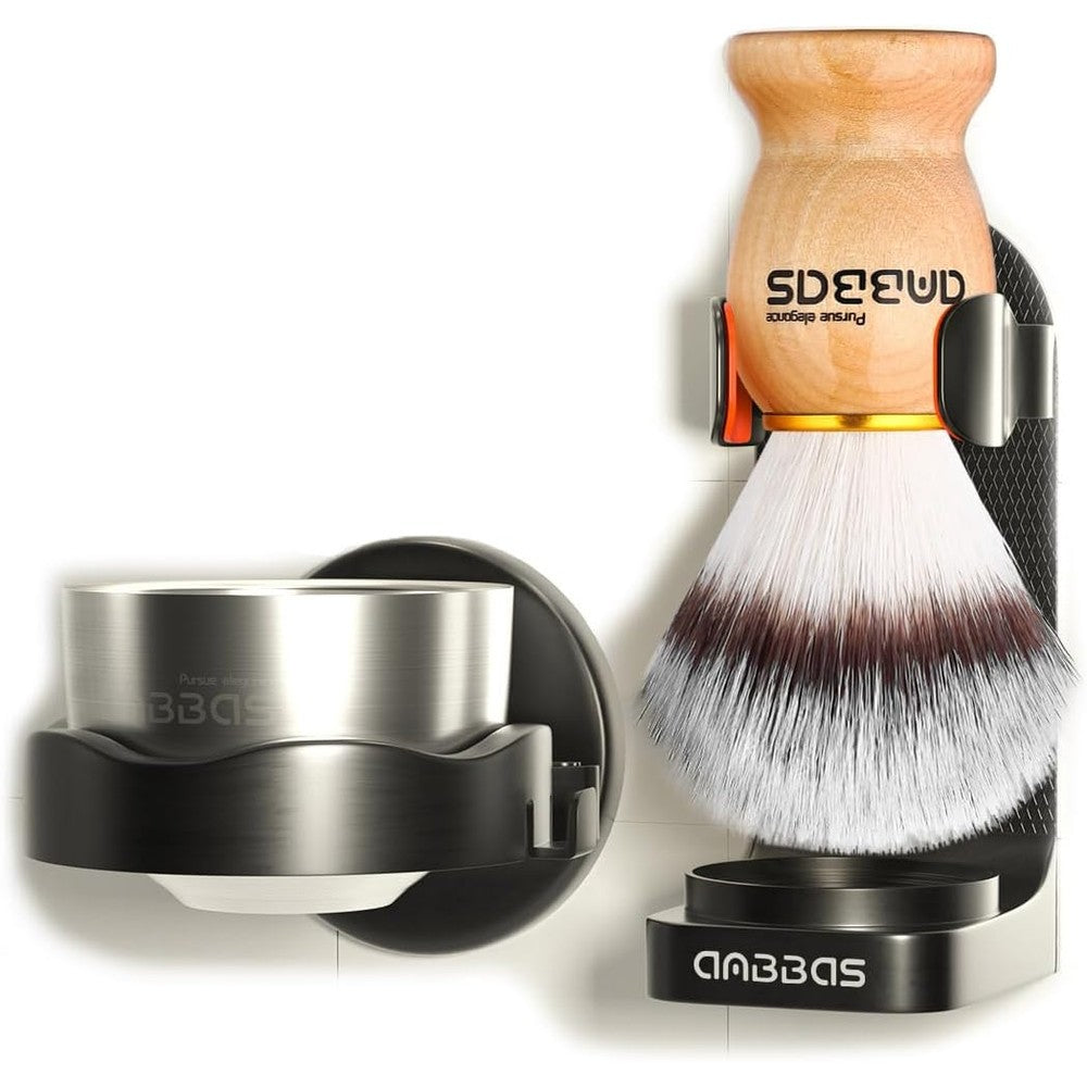 Anbbas 4-in-1 shaving brush set with wood handle front view