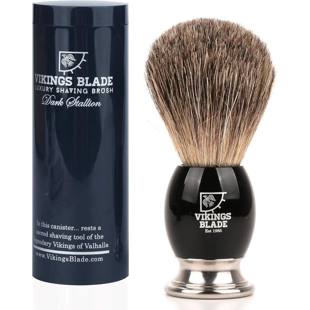 Vikings Blade Dark Stallion luxury shaving brush front view