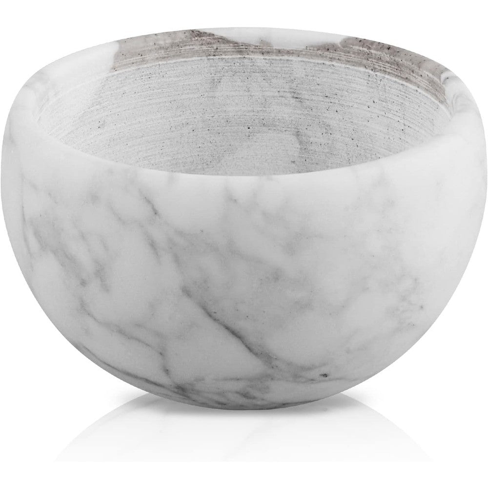 Linkidea Marble Shaving Bowl front view featuring premium natural stone texture on a bathroom counter
