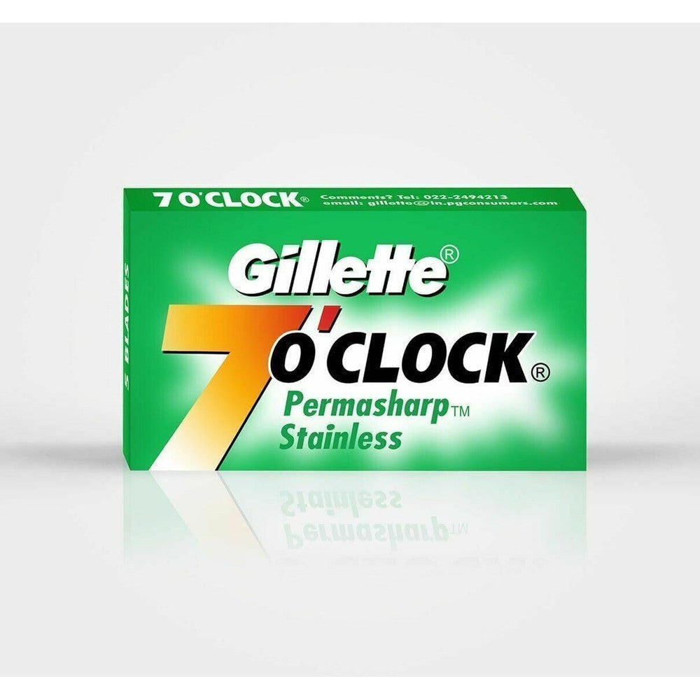 Gillette 7 O'Clock Permasharp Double Edge Razor Blades 100 Count front view