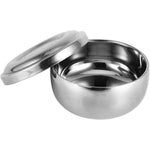 Sonew premium stainless steel shaving soap bowl front view for traditional wet shaving.