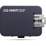 Caveem travel razor blade bank front view in black alloy
