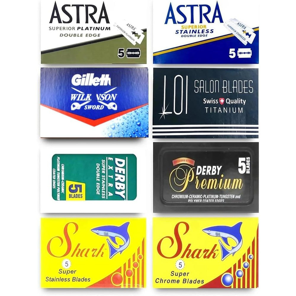 Razor Blades Club double edge safety razor blade sampler pack front view