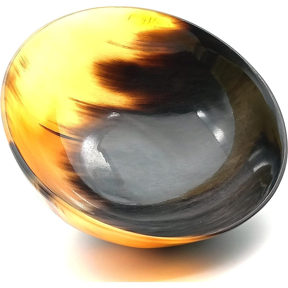 Ayzcorp natural yak horn shaving bowl front view showcasing unique organic textures for luxury wet grooming.