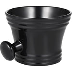 Anself plastic shaving bowl front view showing the sleek black finish and ergonomic knob handle