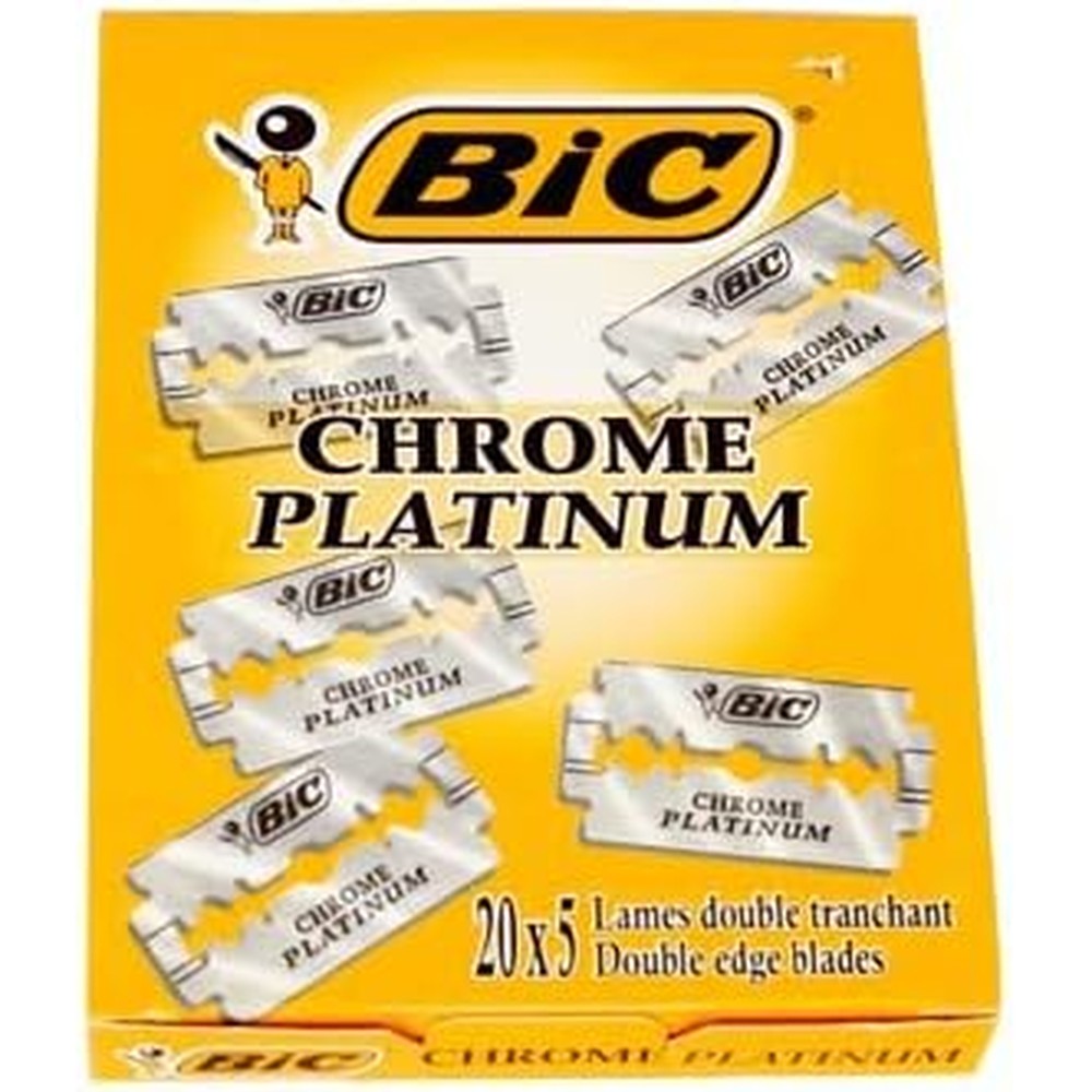 BIC Chrome Platinum Double Edge Safety Razor Blades 100 pack front view