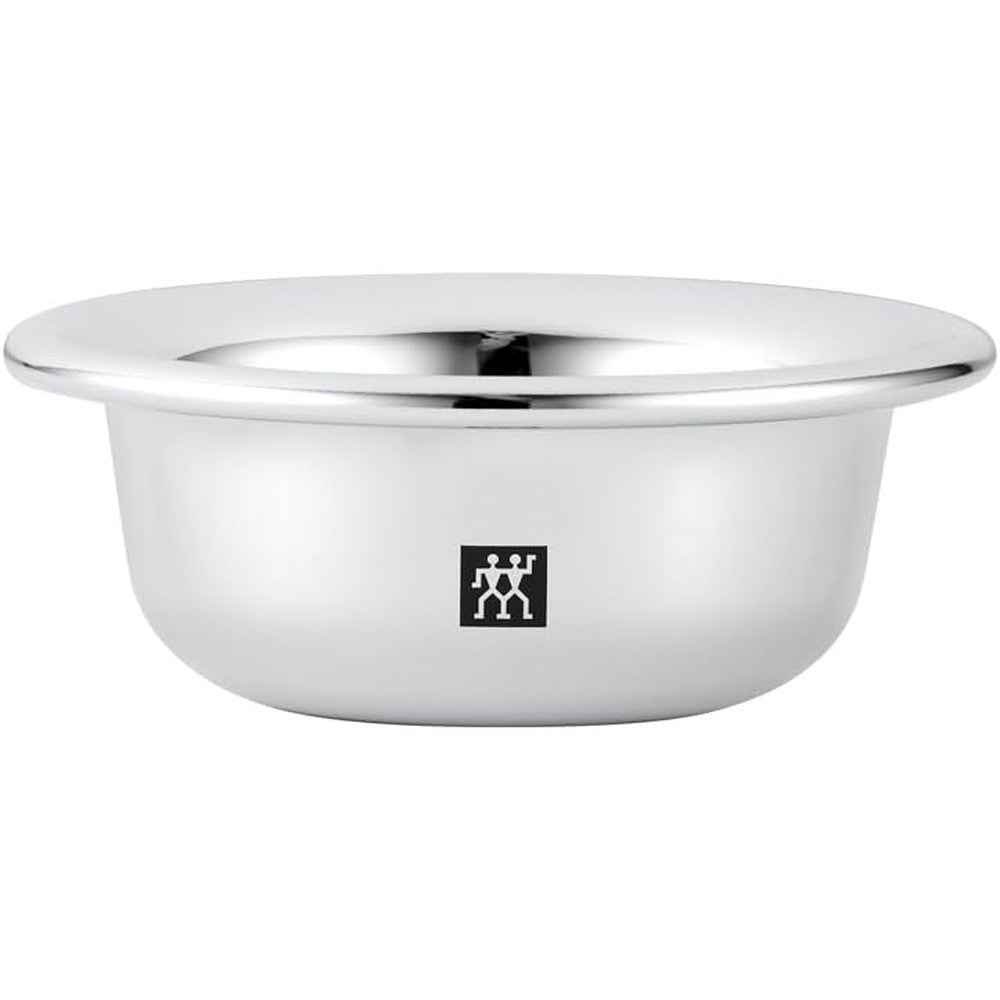 ZWILLING Classic shaving bowl front view showing polished silver chrome finish and brand logo.