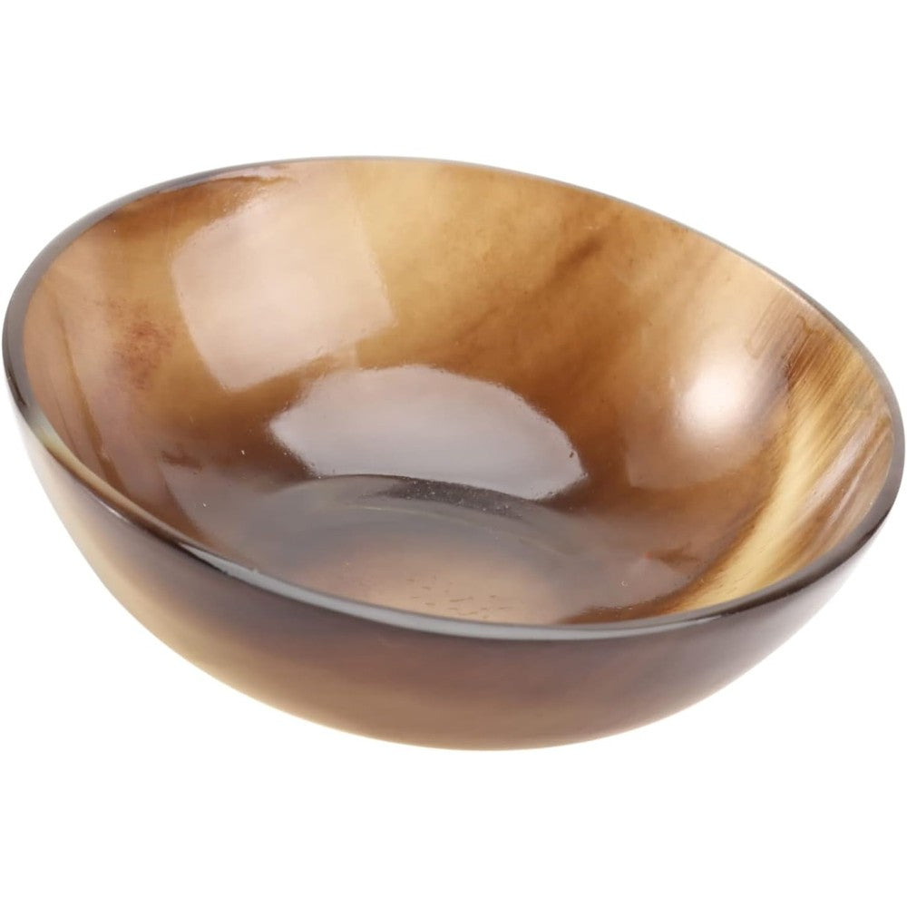 Healifty yak horn shaving bowl front view showcasing natural brown polished finish