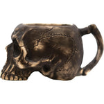Burn The Ships Ceramic Skull Shaving Bowl front view showing detailed handmade bone finish