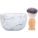 Aisiming marble shaving bowl front view with white and grey natural veining