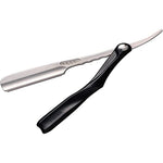 Feather Artist Club Black SS Folding Handle Razor front view showcasing the sleek stainless steel head design.