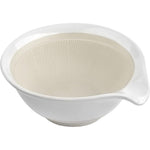 Linkidea ceramic shaving bowl front view with white textured finish for traditional wet shaving.