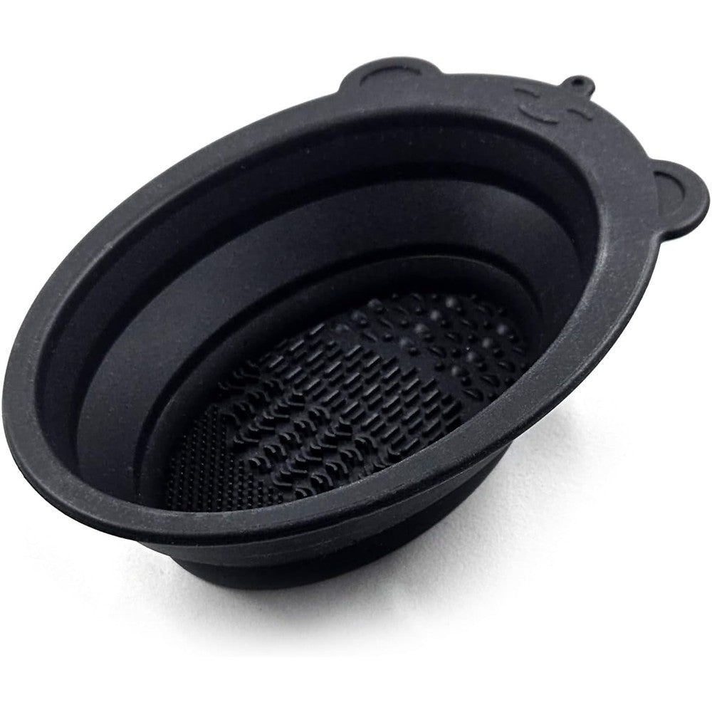 Freetune collapsible shaving bowl front view expanded for travel grooming.