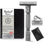 Rockwell Razors T2 adjustable safety razor gunmetal chrome front view for professional grooming