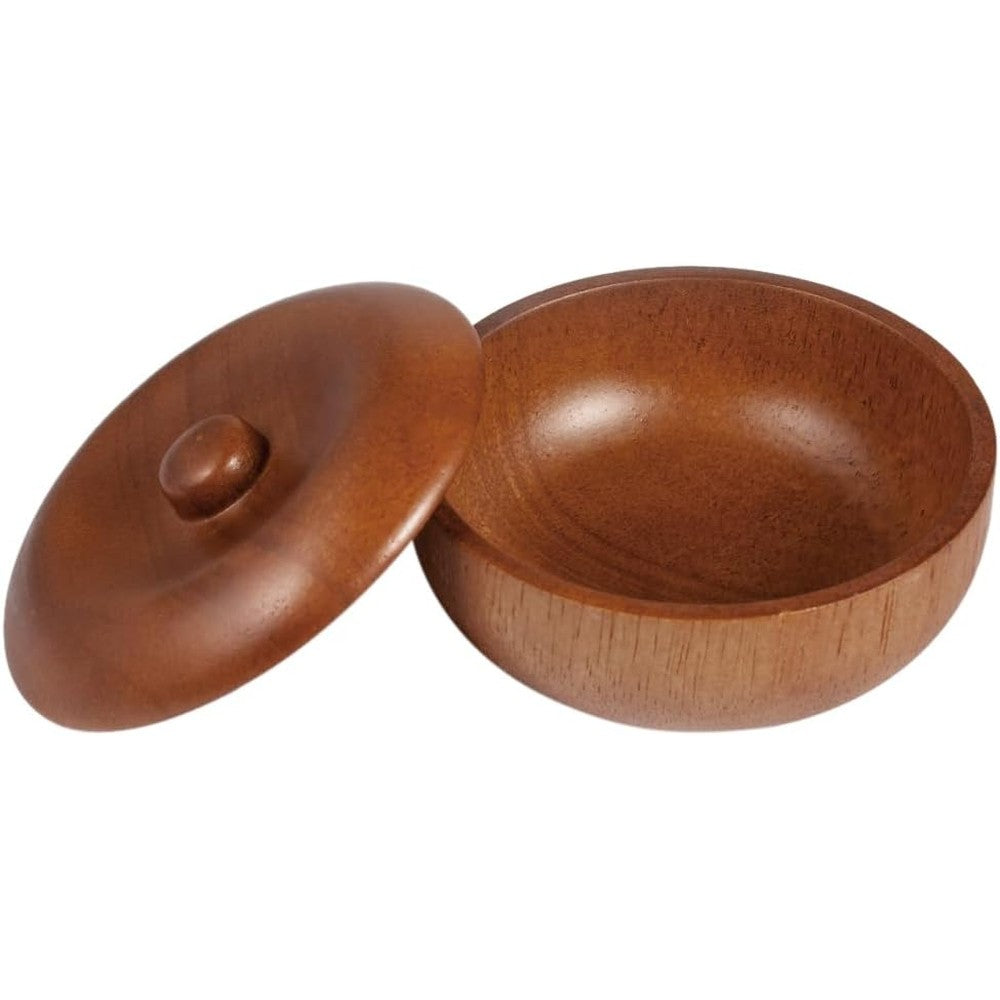 Danweix wooden shaving bowl with lid front view premium grooming essential
