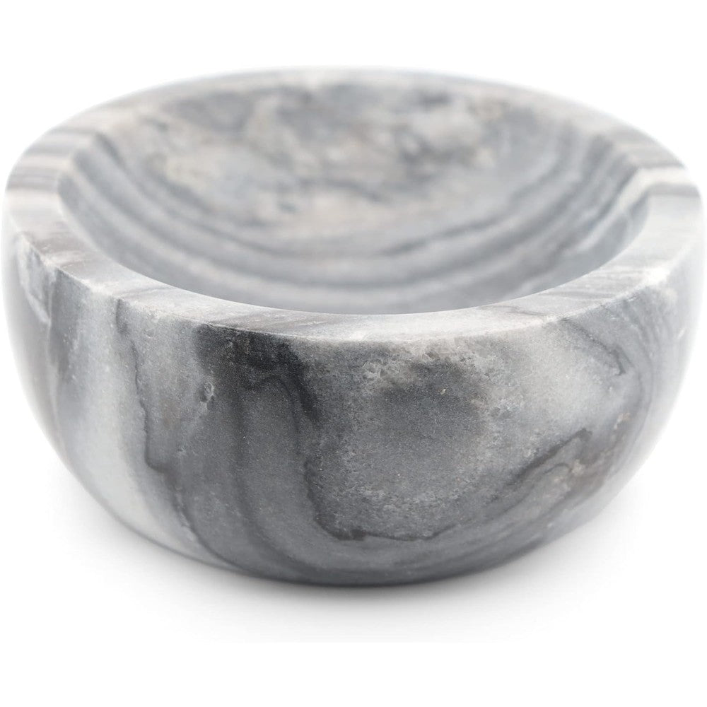 Urban Sombrero ShayVe Marble Shaving Bowl front view of light grey polished stone