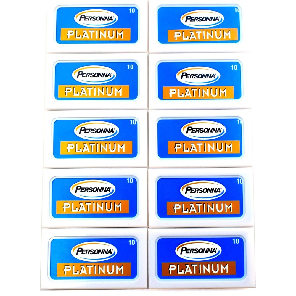 Personna Platinum Double Edge Razor Blades 100 pack front view for traditional wet shaving
