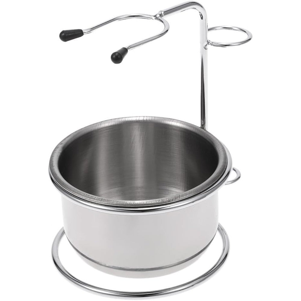 Anself 2 in 1 men shaving set front view showing stainless steel bowl and holder stand