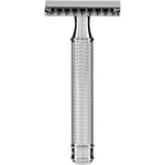 MÜHLE Grande R41 open comb safety razor front view showcasing the premium chrome finish.