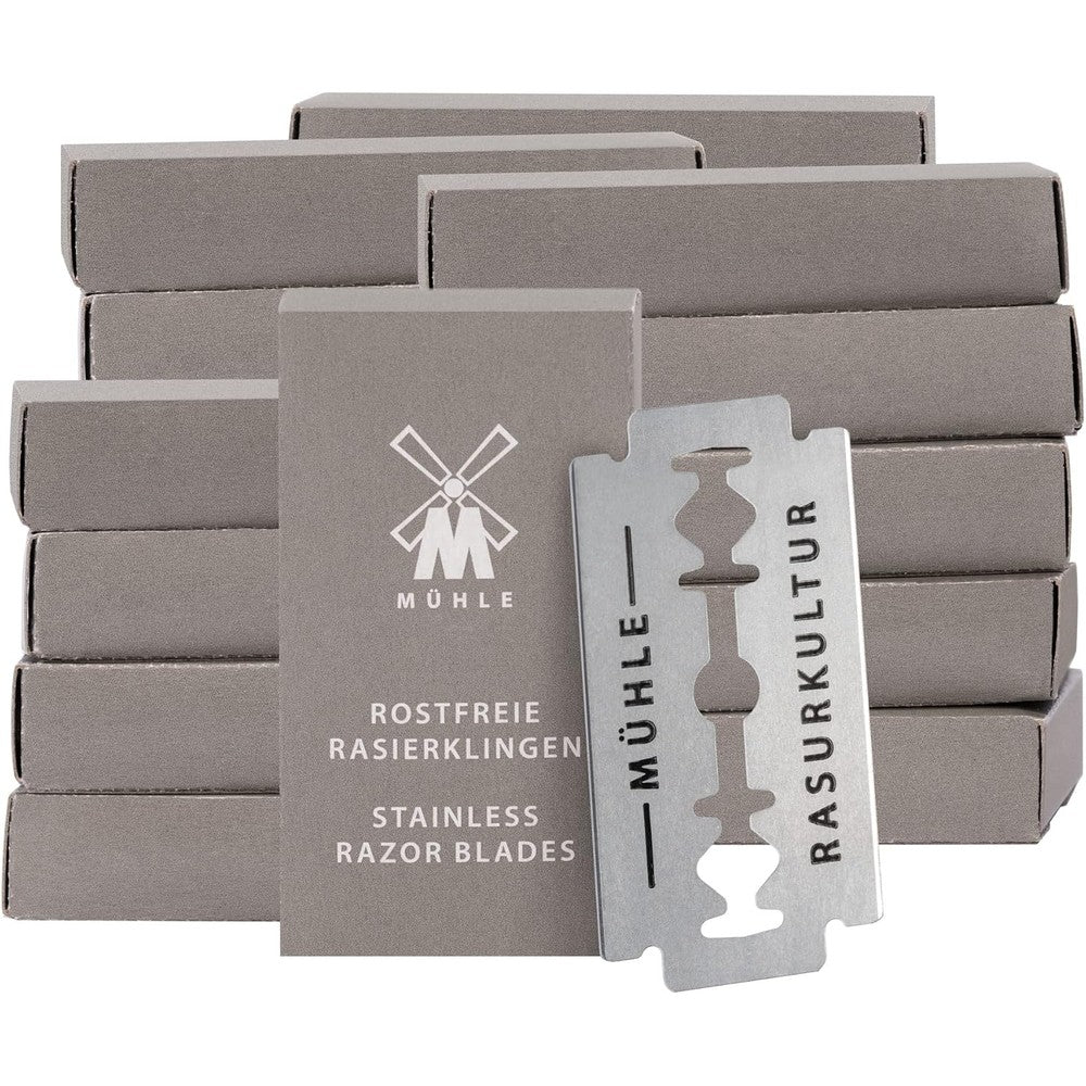 MÜHLE Stainless Steel Safety Razor Blades 200 Pack front box view premium wet shaving