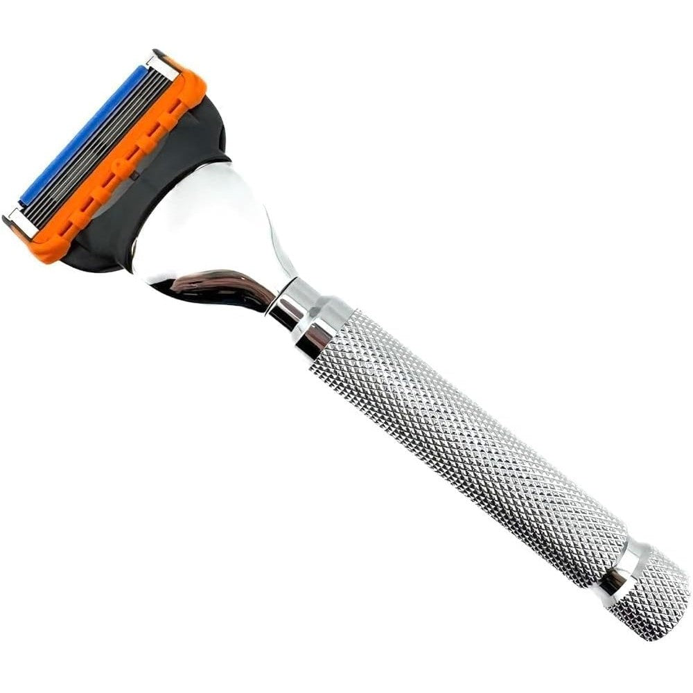 Parker Safety Razor Deluxe Chrome 5-blade handle front view for men