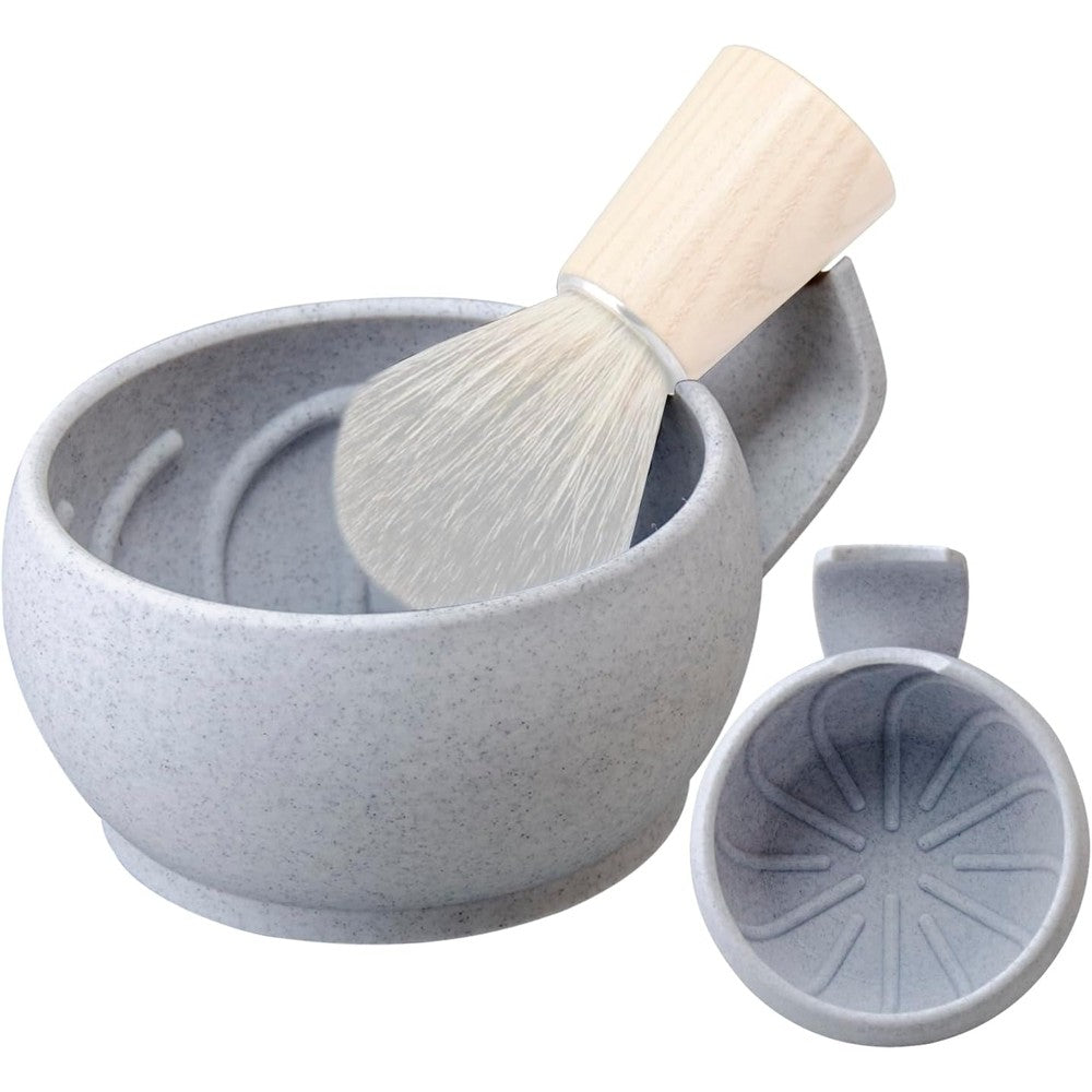 Grandslam shaving bowl with ridges front view showing textured interior spiral grooves