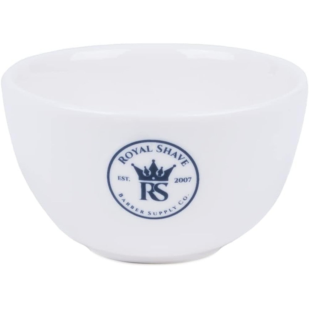 Royal Shave Ceramic Textured Shaving Bowl front view showing premium white finish.