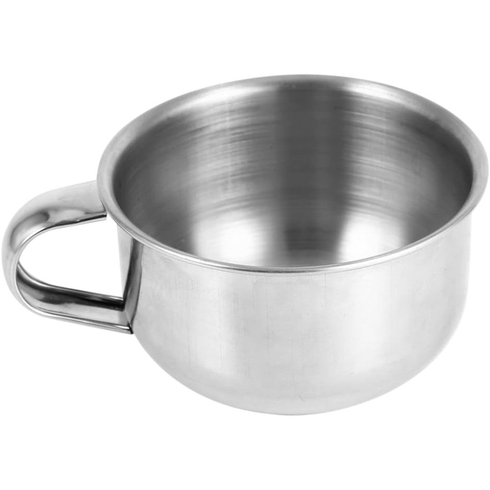 Haosie stainless steel shaving soap bowl front view with convenient handle