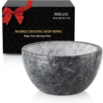 MDLUU Marble Shaving Soap Bowl front view showcasing natural black stone veining pattern