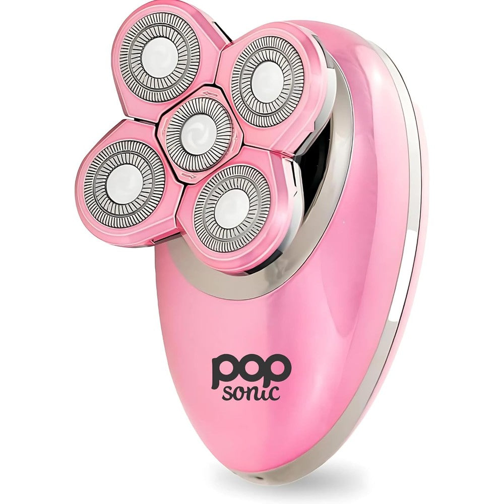 Pop Sonic 5-head electric shaver kit rose gold front view showing the rotary heads.