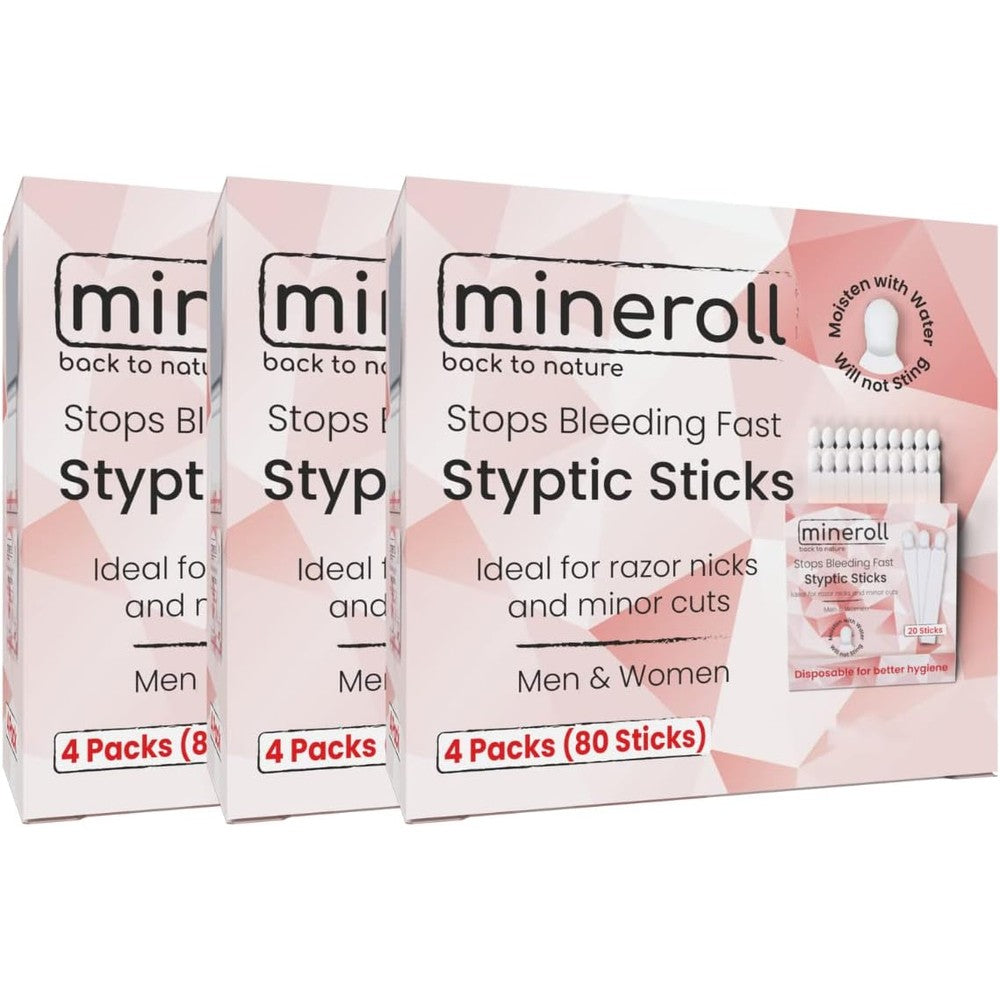 Mineroll Styptic Stick Shave Accessories front packaging view showing individual boxes